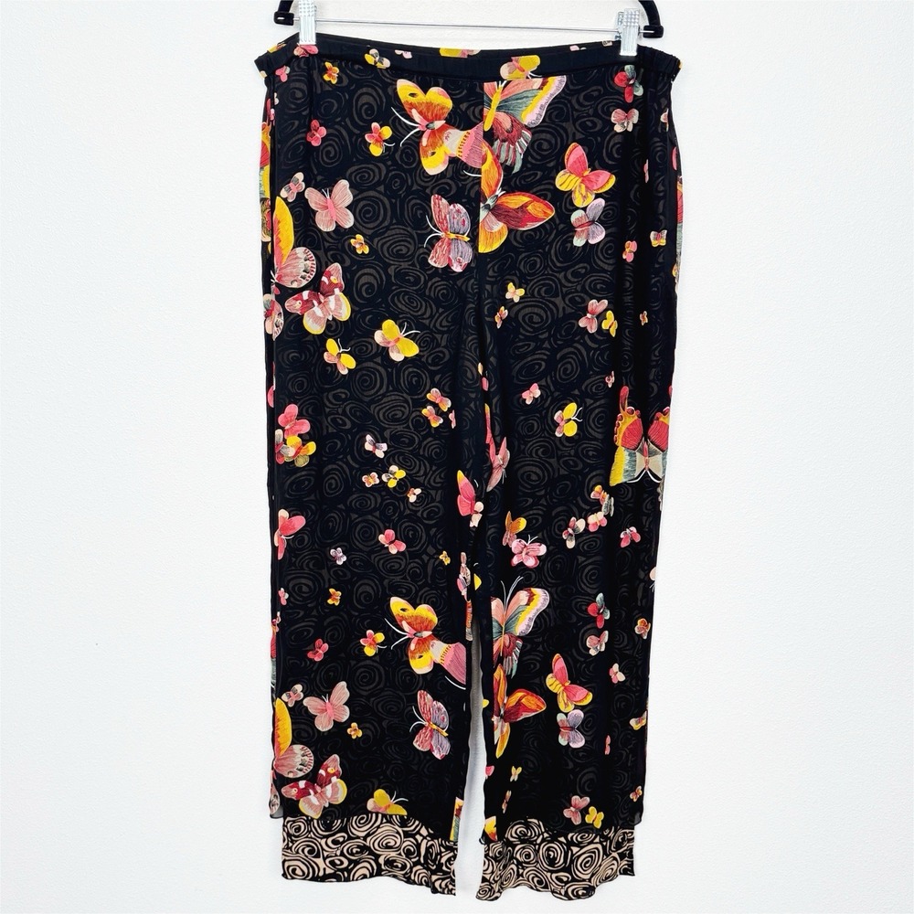 Vtg Floral Bohemian Pants Womens Large Colorful Artsy Hippie Art To‎ Wear City